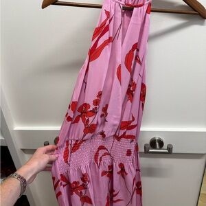 Floral Halter Dress in Pink and Red